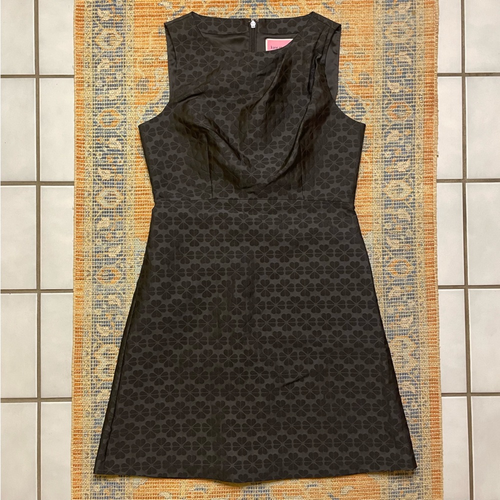 Floral Spade Jacquard Dress Black Midi Sleeveless 6 - Picture 3 of 11